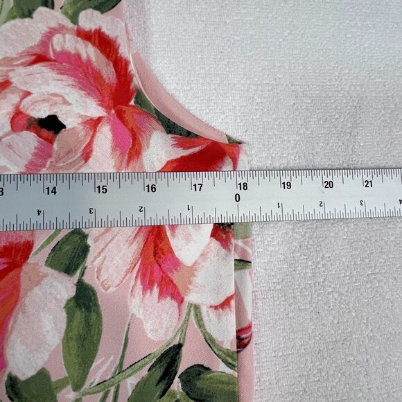 ALYX Midi Dress Sz 10 Sleeveless Pink White Floral Flowers Polyester Spandex - Picture 12 of 16